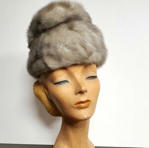 Vintage 60s Mr. John Mink Fur Beehive Hat